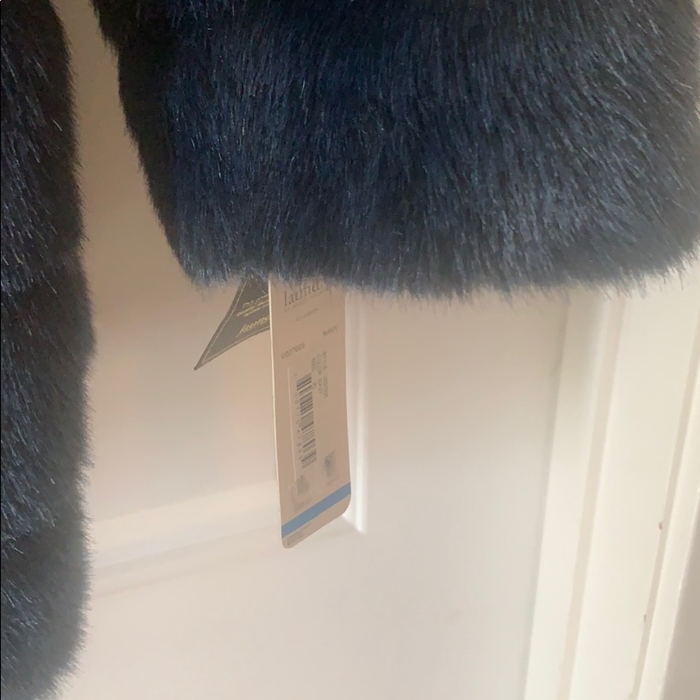 Laundry by Shelli Segal - Navy Fur Coat - Picture 2 of 10
